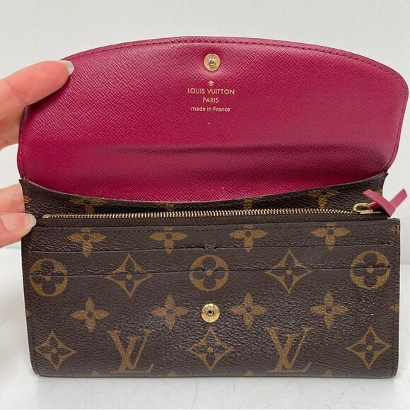 Louis Vuitton Brown Monogram Canvas Red Emilie Wallet - Picture 3 of 8